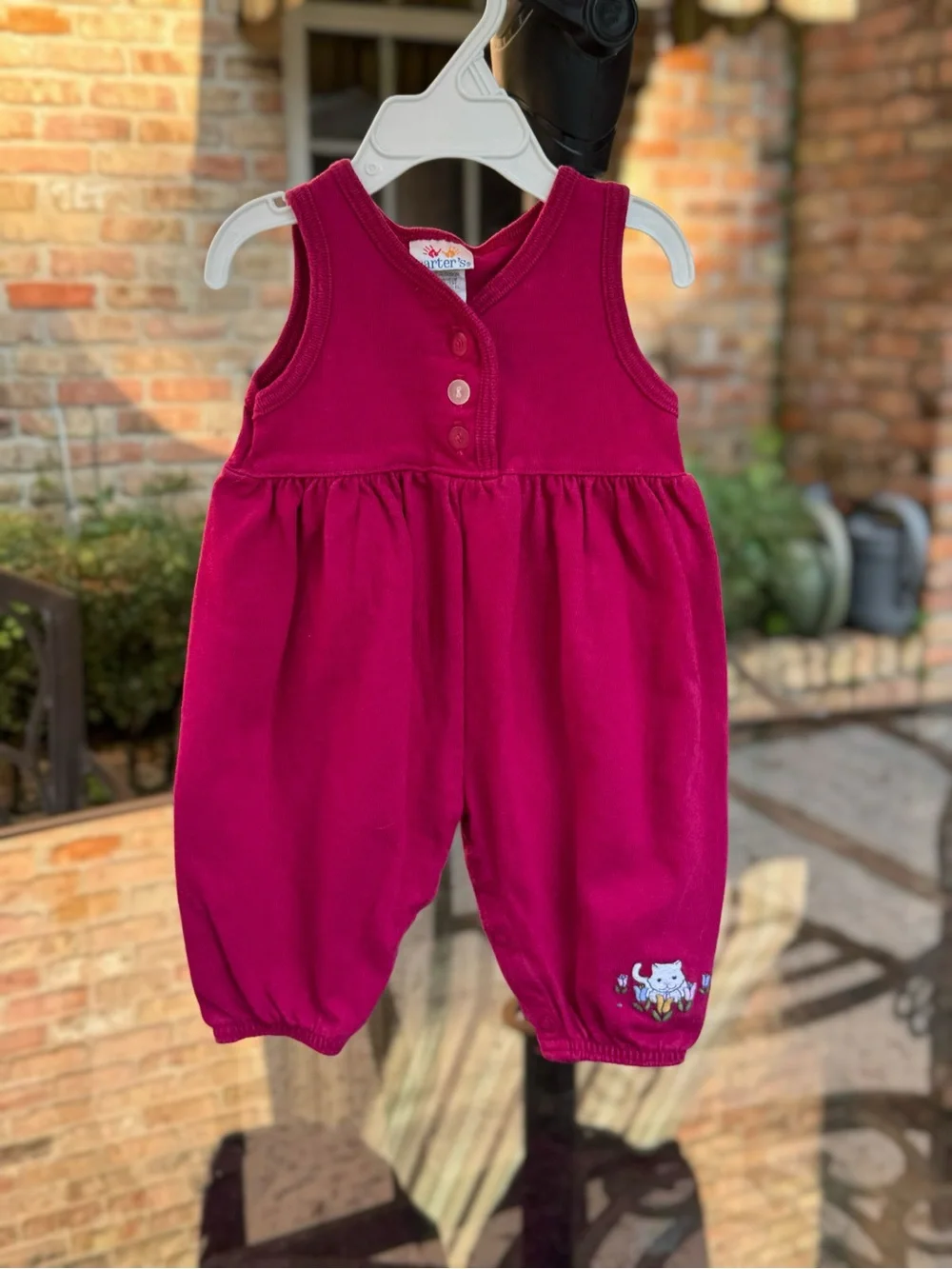 Vintage Carter's Red Baby Overalls Romper, 3-6M